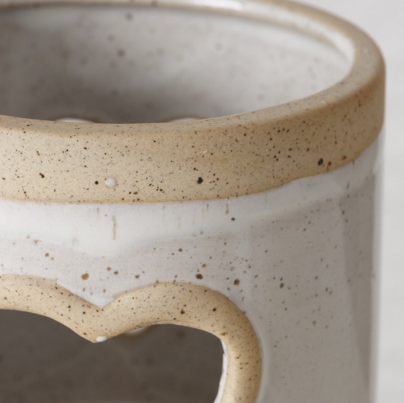 Bicchiere porta tealight con cuore realizzato a mano in gres